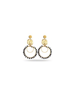 Boucles d'oreilles pendantes cercles et pierres