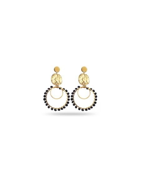 Boucles d'oreilles pendantes cercles et pierres Boucles d'oreilles pendantes cercles et pierres