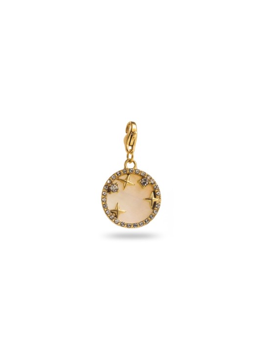 Charm rond strass et étoiles