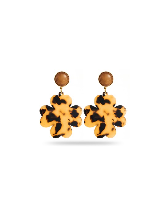 Boucles d'oreilles pendantes grand trèfle